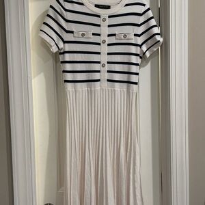 Striped Black and White Midi Dress